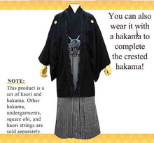 將圖片載入圖庫檢視器 Men's Formal Kimono and Crested Haori Coat 2-Piece Set <Black>