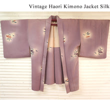 画像をギャラリービューアに読み込む, Vintage Haori Kimono Jacket Silk, Soft Purple base, Sweet Floral Accents