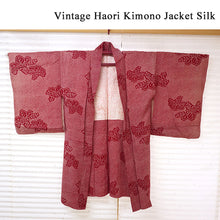 Load image into Gallery viewer, Vintage Haori Kimono Jacket Silk, Classic Red base, “Kanoko” Dots , Paulownia Design