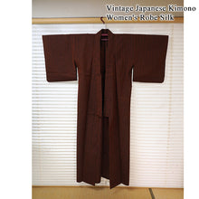 画像をギャラリービューアに読み込む, Vintage Japanese Kimono Women's Wool , Orange and Navy Stripes