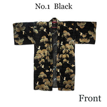 將圖片載入圖庫檢視器 Men's Happi Coat: Kimono Robe -Black, Navy Blue, Red base, Cranes & Pine Trees