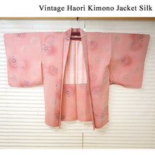 Load image into Gallery viewer, Vintage Haori Kimono Jacket Silk, Bright Pink base, Hōsōge (Mythical Floral) Motif