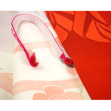 Load image into Gallery viewer, Vintage Haori Kimono Jacket Silk, Bright Red base, Leaf Motif