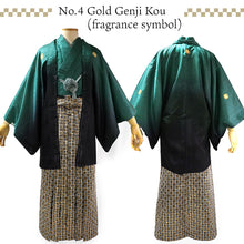 將圖片載入圖庫檢視器 Men's Formal Kimono, Haori, and Hakama 3-Piece Set <Green blur Haori>