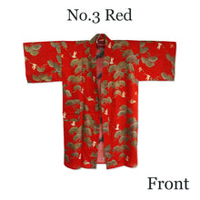 將圖片載入圖庫檢視器 Men's Happi Coat: Kimono Robe -Black, Navy Blue, Red base, Cranes & Pine Trees