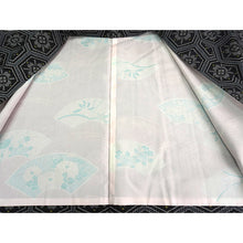 將圖片載入圖庫檢視器 Vintage Haori Kimono Jacket Silk, Black base, Hanakikkō (Flower Hexagon) Pattern