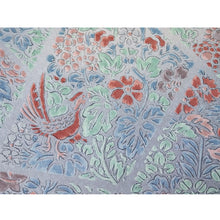 画像をギャラリービューアに読み込む, Vintage Haori Kimono Jacket Silk, Greyish Blue base, Floral Motifs