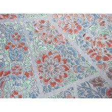 画像をギャラリービューアに読み込む, Vintage Haori Kimono Jacket Silk, Greyish Blue base, Floral Motifs