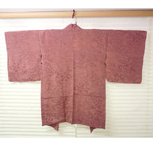 画像をギャラリービューアに読み込む, Vintage Haori Kimono Jacket Silk, Orangey-Pink base, cherry blossoms, plum, Chayatsuji Landscape Motif