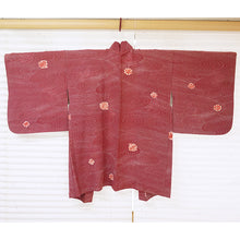 Load image into Gallery viewer, Vintage Haori Kimono Jacket Silk, Deep Red-Purple base, Flowing Water, Maple, and Textured Flowers