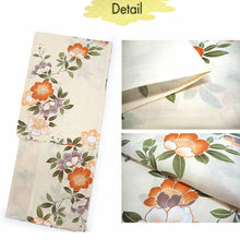 Load image into Gallery viewer, Women's Cotton Yukata, Casual Summer Kimono -Beige Base with Camellia Design