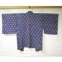 Load image into Gallery viewer, Vintage Haori Kimono Jacket Silk, Blue base, Chrysanthemum Motif