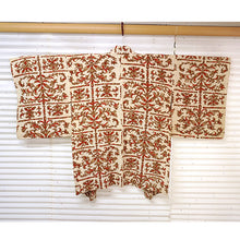 將圖片載入圖庫檢視器 Vintage Haori Kimono Jacket Silk, Ivory base, Botanical Design