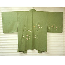 Load image into Gallery viewer, Vintage Haori Kimono Jacket Silk,Soft Green base, Delicate Floral Patterns