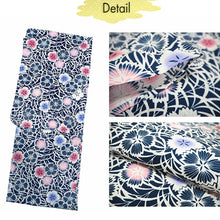 Load image into Gallery viewer, Women's Cotton Yukata, Casual Summer Kimono -Navy Base with Nadeshiko Flowers