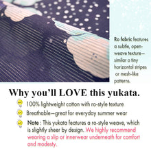 画像をギャラリービューアに読み込む, Lightweight Cotton Yukata for Women, Purple base, Crisp geometric snowflakes, Flower pattern – Inspired by Kaneko Misuzu’s Poetry, Summer Japanese Kimono Robe