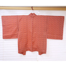 Load image into Gallery viewer, Vintage Haori Kimono Jacket Silk, Bold Red base, Butterflies, Diamond “Hishi” Pattern