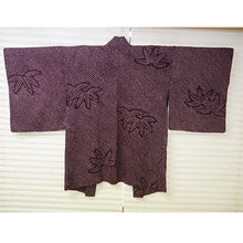 画像をギャラリービューアに読み込む, Vintage Haori Kimono Jacket Silk, Deep Red-Purple base, bamboom, ka-no-ko (Fawn Spots)Pattern