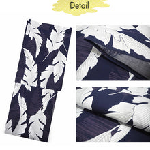 Load image into Gallery viewer, Women's Cotton Yukata, Casual Summer Kimono -Navy Base with Large Banana Leaves