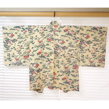 画像をギャラリービューアに読み込む, Vintage Haori Kimono Jacket Silk, Ivory base, Seasonal Flowers, Floral, Chrysanthemum, Maple, Peony