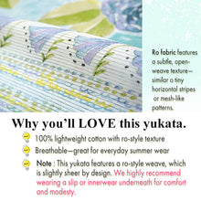 画像をギャラリービューアに読み込む, Lightweight Cotton Yukata for Women, grayish blue base, roses Flowers pattern– Inspired by Kaneko Misuzu’s Poetry, Summer Japanese Kimono Robe