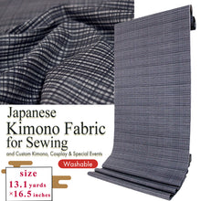 画像をギャラリービューアに読み込む, Washable Japanese Kimono Fabric Bolt – White & Deep Navy Madras-Style Check Design – 13-Yard Wide Polyester for Custom Kimono & Sewing