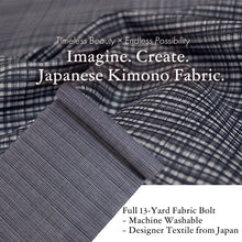 画像をギャラリービューアに読み込む, Washable Japanese Kimono Fabric Bolt – White & Deep Navy Madras-Style Check Design – 13-Yard Wide Polyester for Custom Kimono & Sewing