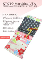 Load image into Gallery viewer, Effortless Elegance tailored Kimono 4 Piece Coordinate Set(Kimono, Obi, Obi-age, Obi-jime)M-SIZE
