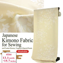 画像をギャラリービューアに読み込む, Washable Japanese Kimono Fabric Bolt – Elegant Beige Cherry Blossom Branch Design – 13-Yard Polyester for Custom Kimono & Sewing