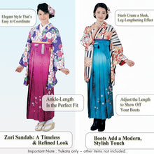 画像をギャラリービューアに読み込む, Washable Embroidered Hakama & Nishaku-sode Kimono Set for Women – Ready-to-Wear 2-Piece Outfit for Graduation & Formal Celebrations