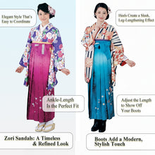 画像をギャラリービューアに読み込む, Washable Embroidered Hakama & Nishaku-sode Kimono Set for Women – Ready-to-Wear 2-Piece Outfit for Graduation & Formal Celebrations