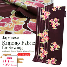 画像をギャラリービューアに読み込む, Washable Japanese Kimono Fabric Bolt – Elegant Stripe & Colorful Camellia Design – 13-Yard Polyester for Custom Kimono & Sewing