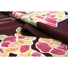 画像をギャラリービューアに読み込む, Washable Japanese Kimono Fabric Bolt – Elegant Stripe & Colorful Camellia Design – 13-Yard Polyester for Custom Kimono & Sewing