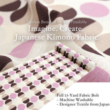 画像をギャラリービューアに読み込む, Washable Japanese Kimono Fabric Bolt – Ivory with Chocolate Brown, Mocha Beige & Pink Polka Dots – 13-Yard Polyester for Custom Kimono & Sewing