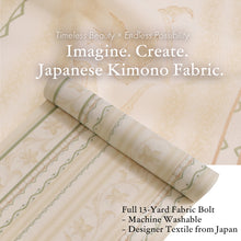 画像をギャラリービューアに読み込む, Washable Japanese Kimono Fabric Bolt – Blurred Stripe & Arabesque Floral Design – 13-Yard Polyester for Custom Kimono & Sewing