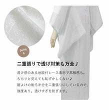 Load image into Gallery viewer, 【タイ限定・送料半額】洗える長襦袢 き楽っく 夏 プレミアム 白 レース調 衿秀 ファスナー半衿付き 替え袖つき