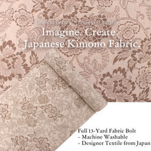 画像をギャラリービューアに読み込む, Washable Japanese Kimono Fabric Bolt – Cream Beige Peony Arabesque & Plum Bamboo Motifs – 13-Yard Polyester for Custom Kimono & Sewing