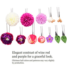 將圖片載入圖庫檢視器 Japanese Kanzashi Hair Accessory Set (12 pcs) – Soft Ranunculus Blossoms & Chirimen Fabric Ornaments for Kimono, Weddings & Celebrations