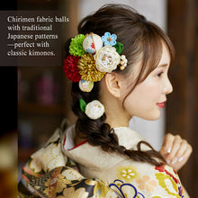 將圖片載入圖庫檢視器 Japanese Kanzashi Hair Accessory Set (12 pcs) – Soft Ranunculus Blossoms & Chirimen Fabric Ornaments for Kimono, Weddings & Celebrations