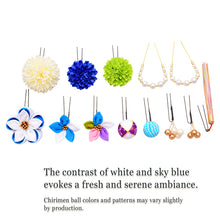 將圖片載入圖庫檢視器 Japanese Hair Accessory Ornament Set for Women, 13-Piece Floral Accessories with Multi-Color Tassel – Perfect for Kimono, featuring vibrant balloon flowers, Wedding, Graduation & Special Japanese Occasions
