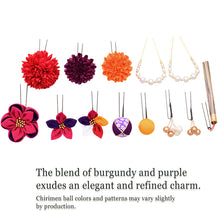 將圖片載入圖庫檢視器 Japanese Hair Accessory Ornament Set for Women, 13-Piece Floral Accessories with Multi-Color Tassel – Perfect for Kimono, featuring vibrant balloon flowers, Wedding, Graduation & Special Japanese Occasions