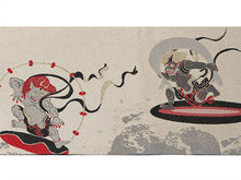 將圖片載入圖庫檢視器 Hanhaba-Obi, Reversible, Women, Beige, Black, wind god and thunder god