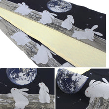 画像をギャラリービューアに読み込む, Reversible Japanese Hanhaba Obi Belt – Easy Tie for Yukata & Kimono, Piano & Earth Rabbit Design, Kiryu Weaving, Made in Japan