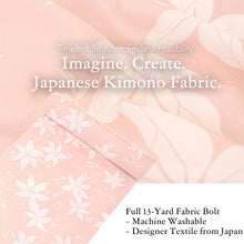 將圖片載入圖庫檢視器 Washable Japanese Kimono Fabric Bolt – Pink with White Clematis Design – 13-Yard Polyester for Custom Kimono & Sewing