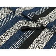 画像をギャラリービューアに読み込む, Washable Japanese Kimono Fabric Bolt – Blue & Black Vertical Stripes with Subtle Arare Texture – Modern 13-Yard Polyester for Custom Kimono & Sewing