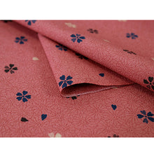 画像をギャラリービューアに読み込む, Washable Japanese Kimono Fabric Bolt – Deep Salmon Pink with Chrysanthemum Pattern & White and Blue Cherry Blossoms – 13-Yard Polyester for Custom Kimono & Sewing