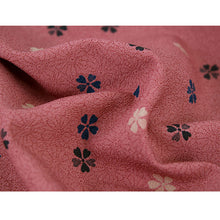 画像をギャラリービューアに読み込む, Washable Japanese Kimono Fabric Bolt – Deep Salmon Pink with Chrysanthemum Pattern & White and Blue Cherry Blossoms – 13-Yard Polyester for Custom Kimono & Sewing