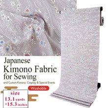 將圖片載入圖庫檢視器 Washable Japanese Kimono Fabric Bolt – Smoky Gray-Purple Floral Design with Chrysanthemum, Peony & Cherry Blossoms – 13-Yard Polyester for Custom Kimono & Sewing