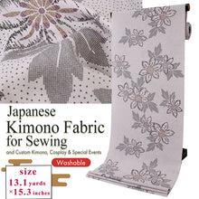 画像をギャラリービューアに読み込む, Washable Japanese Kimono Fabric Bolt – Smoky Purple with Polka Dots & Bold Floral Motifs – Retro-Inspired 13-Yard Polyester for Custom Kimono & Sewing