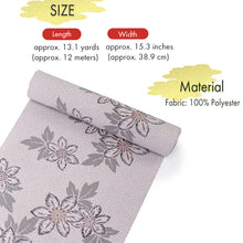 画像をギャラリービューアに読み込む, Washable Japanese Kimono Fabric Bolt – Smoky Purple with Polka Dots & Bold Floral Motifs – Retro-Inspired 13-Yard Polyester for Custom Kimono & Sewing